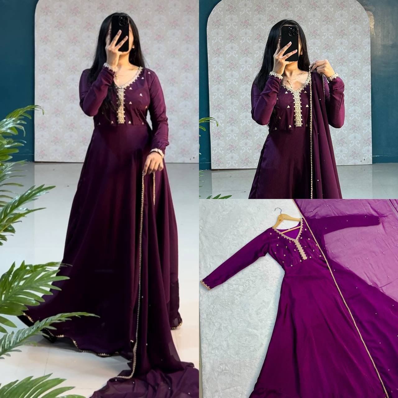 Heavy Chinnon Silk Gown S1/GN/2/242303