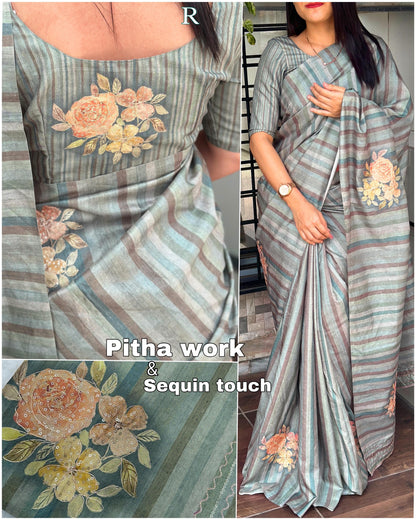 Tusser Cotton Saree - S1/SR/1/242308