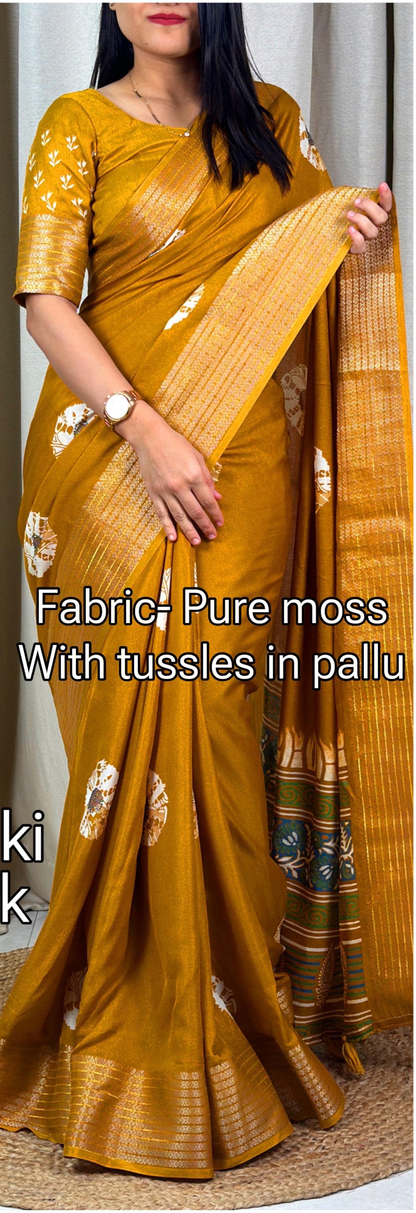 Kundan Pure Moss Saree S1/SR/3/241309