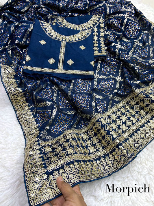 Blooming Vhichitra Foil Khadi Bandhej Saree S1/SR/2/240609