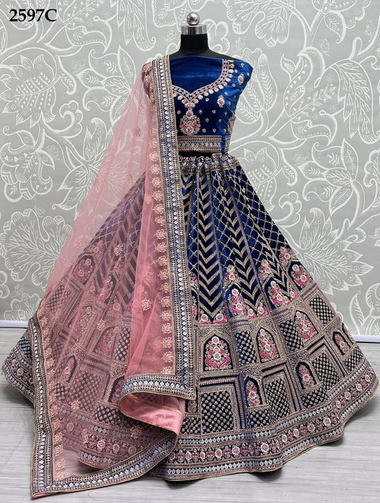 Velvet With Fancy Dori Work Lehenga LN 2-2611 - D2i World