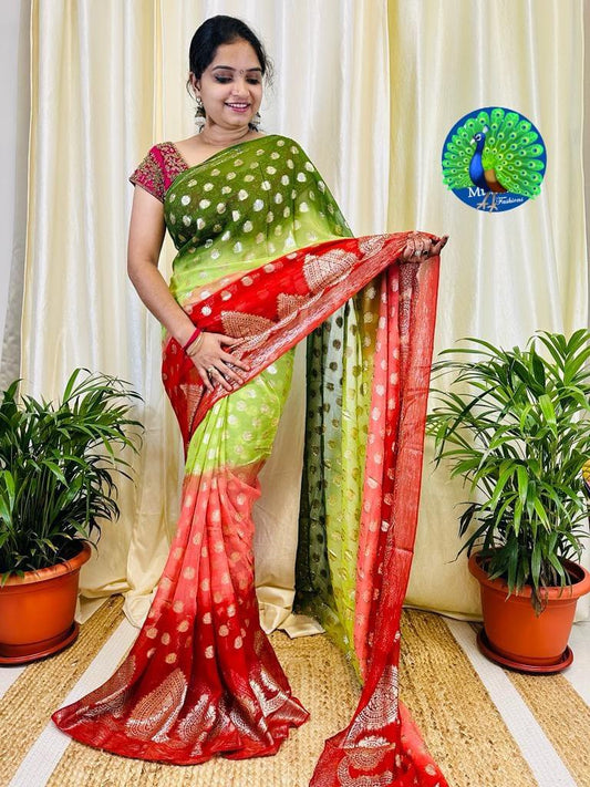 Viscose Georgette Saree With Jacquard Piping border SR 7-2809 - D2i World