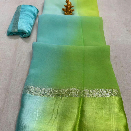 Viscose Georgette Satin Saree 4D Dying Concept SR 7-0110 - D2i World